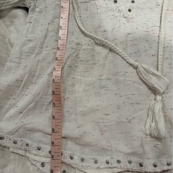 Tularosa REVOLVE Ivory confetti Bell Sleeve Babydoll Blouse Boho Top Pleated - Picture 10 of 10